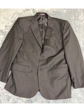 Tazio Mens Black Suit Jacket 40S Super 120s Hand Tailored Wool Blend Made In Ita